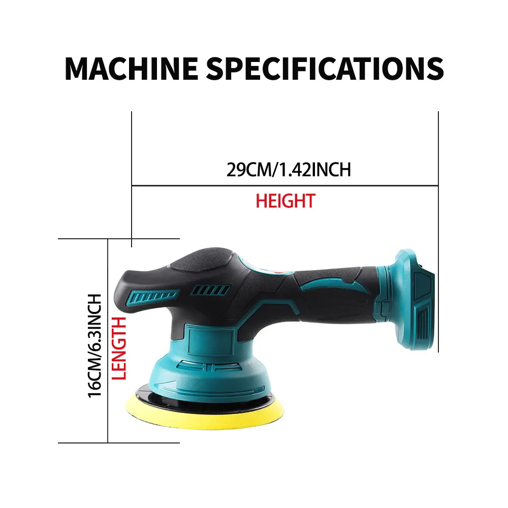LYUWO 7000RPM Electric Car Polisher 8 Gears Cordless Auto Polishing Wax Machine Car Repair Tools Set For Makita 21V Battery