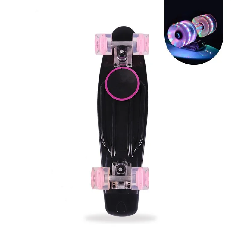 Children Skateboard Four Wheel Skate Board Kid Scooter Longboard Pulley Wheel Double Rocker Maple Skateboard Alloy Roller Board