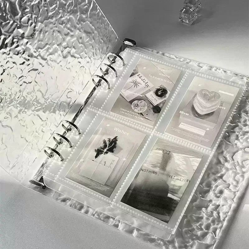 /PFU/Hole Album Folder A5 Binder Cover Photo Cards Collection Organizer Acrylic Water Ripple Transparent Album 6