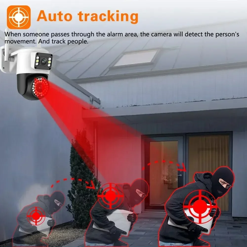 YOOSEE Wifi 8MP 4K Dual Lens telecamere IP di sicurezza esterna più LED Light Security WiFi PTZ Smart Home Night Vision Auto Tracking