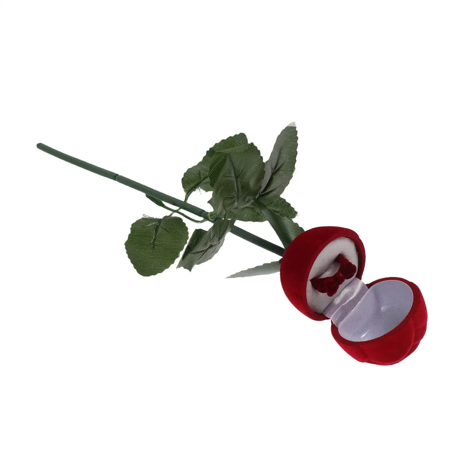 

Rose Ring Box Flocked Red Mini Jewelry Case Romantic Engagement Wedding Proposal Anniversary Gift Rose Trinket Boxes