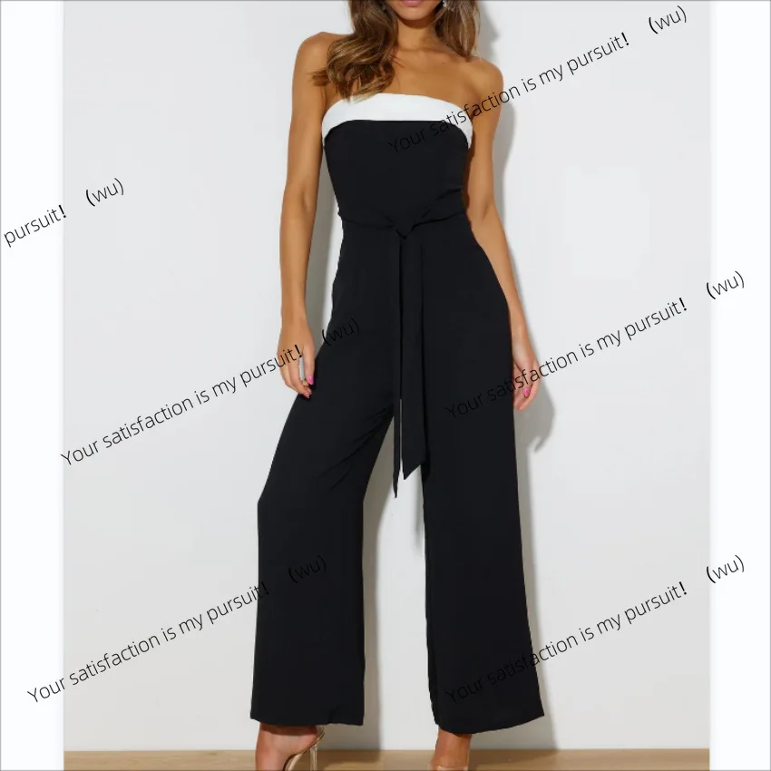 

Новый европейский и американский женский комбинезон, модный цвет, соответствующий одно слово, воротник на талии.