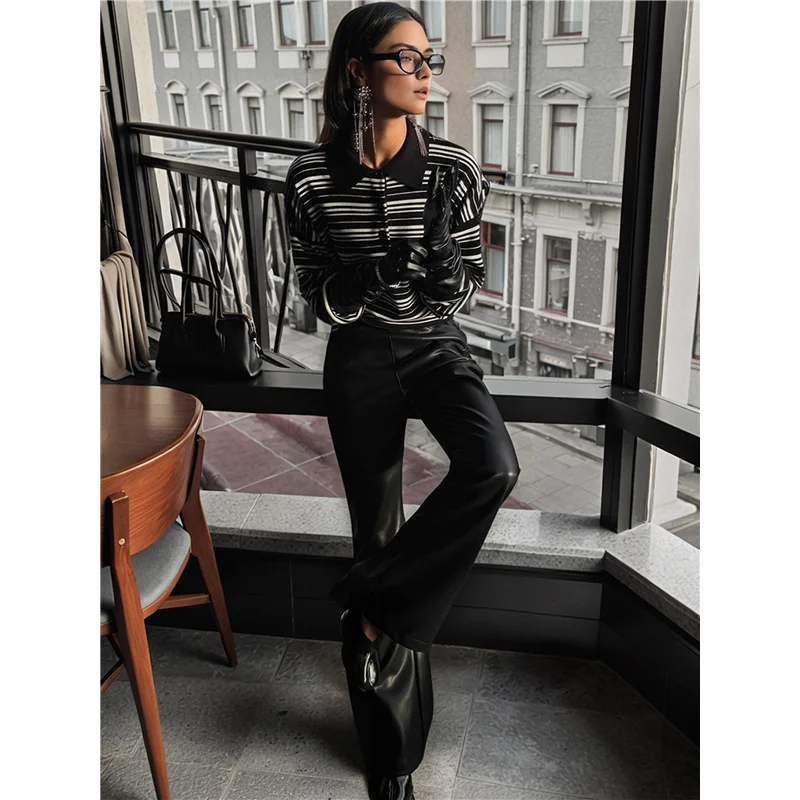 

ASDS-Women's Striped Shirt Long Sleeve Color Block Tops Notched Neck Summer Tee