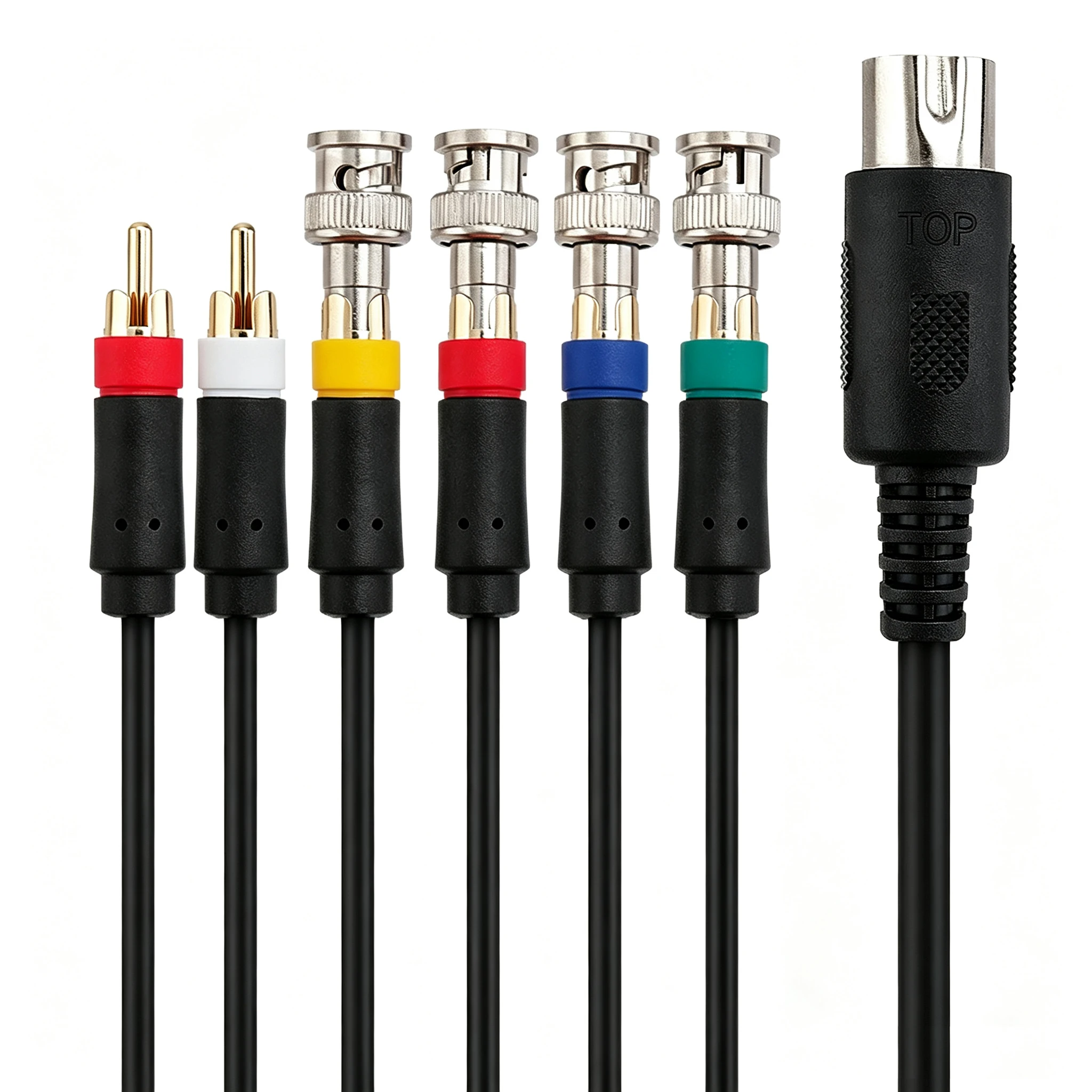 1,8 m, czarny kabel PAL-V Pin RGBS z złączem BNC (Q9) do konsoli Sega MD1 Mega Drive w wersji europejskiej (EU PAL) oraz do monitorów kolorowych CRT. — zdjęcie produktu 5