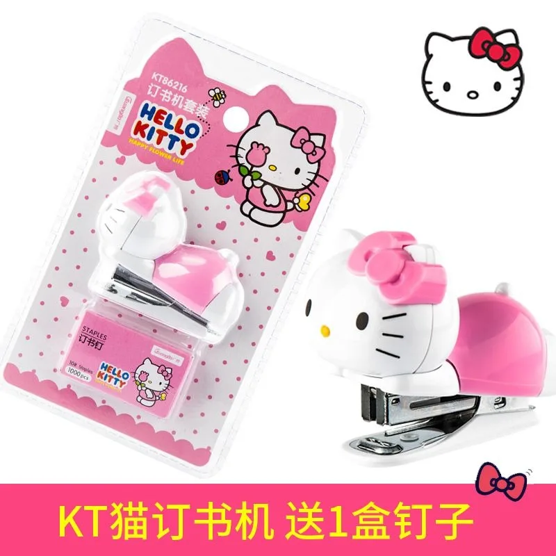 New cute Hello Kitty Cinnamoroll anime cartoon kawaii style student mini trumpet creative small office stapler wholesale