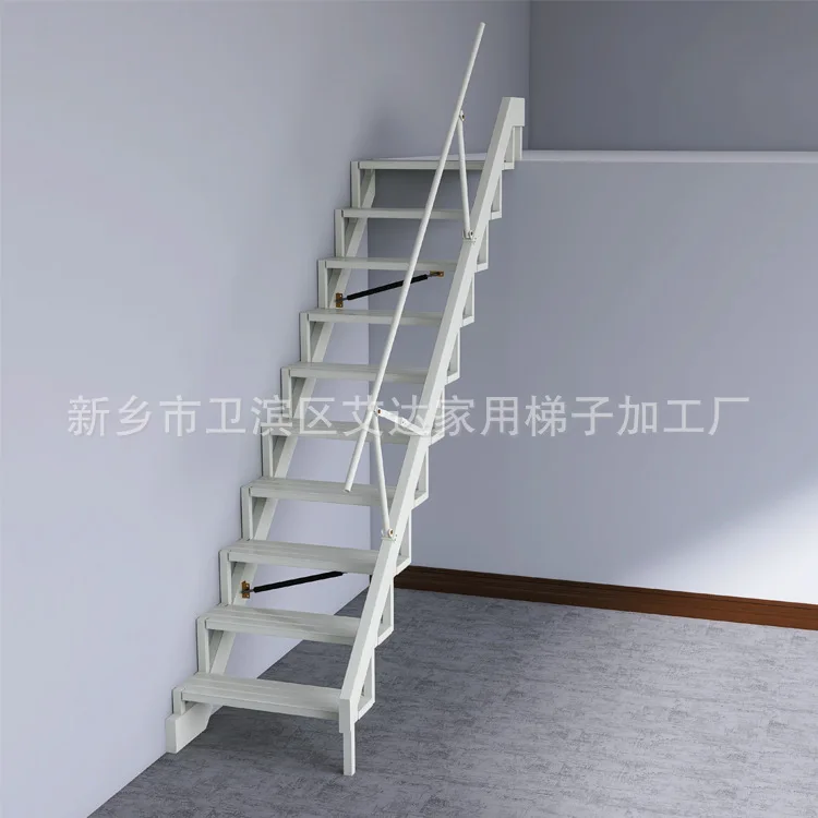 Customized aluminum alloy folding staircase against the wall, wall-attached rollover ladder, household compartment