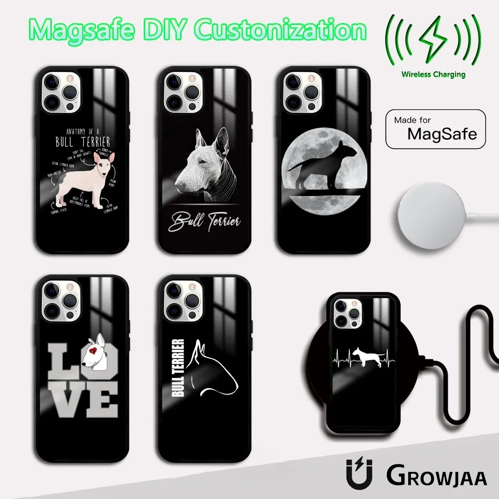 Bull Terrier Dog Phone Case For iPhone 16 15 14 13 12 11 Pro Max Plus Mini Magsafe Mirror Wireless Magnetic Cover