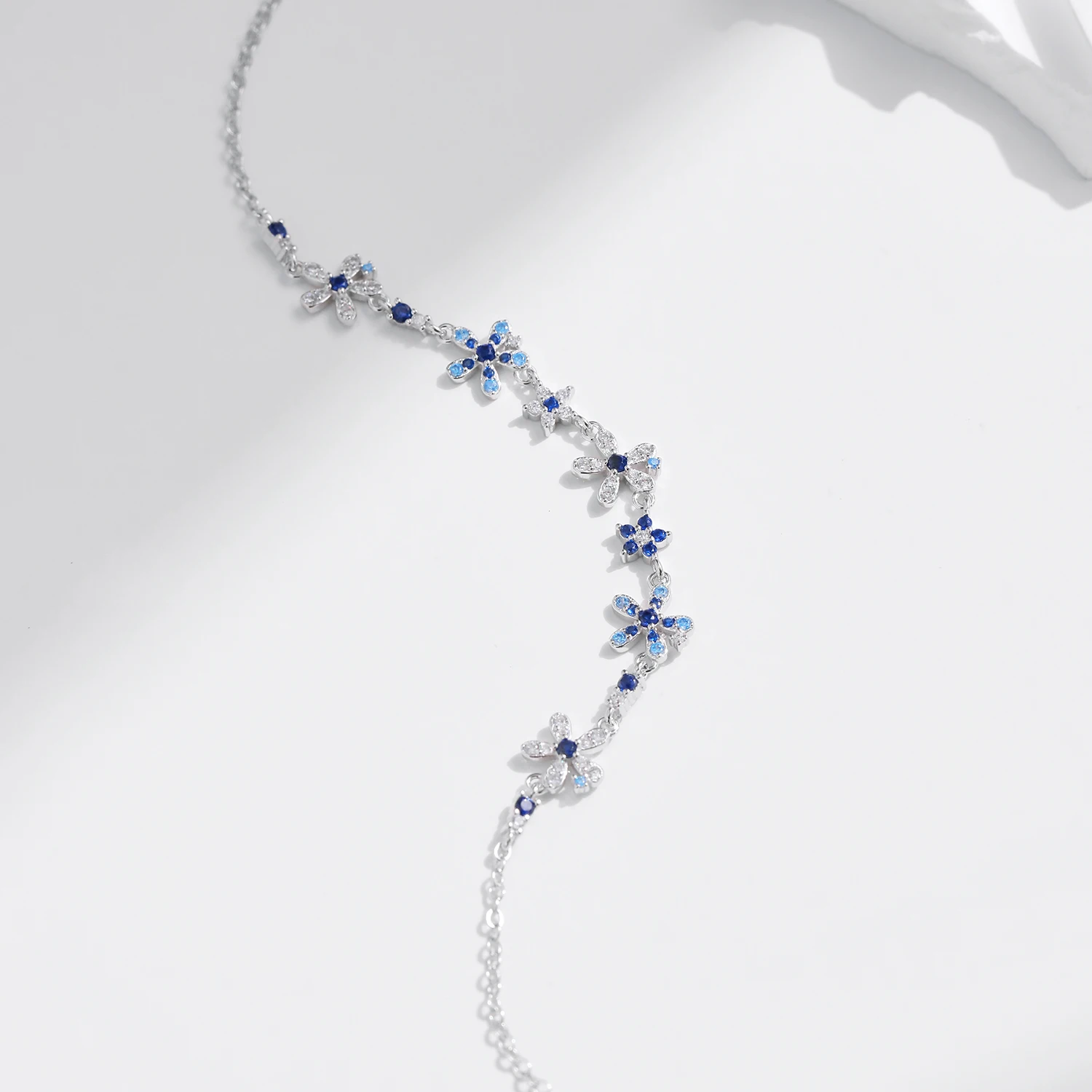 MODIAN 925 Sterling Silver luksusowe kwiaty Pave ustawienie CZ genialne bransoletki moda codzienny Link Chain dla damska biżuteria na prezent — zdjęcie 6