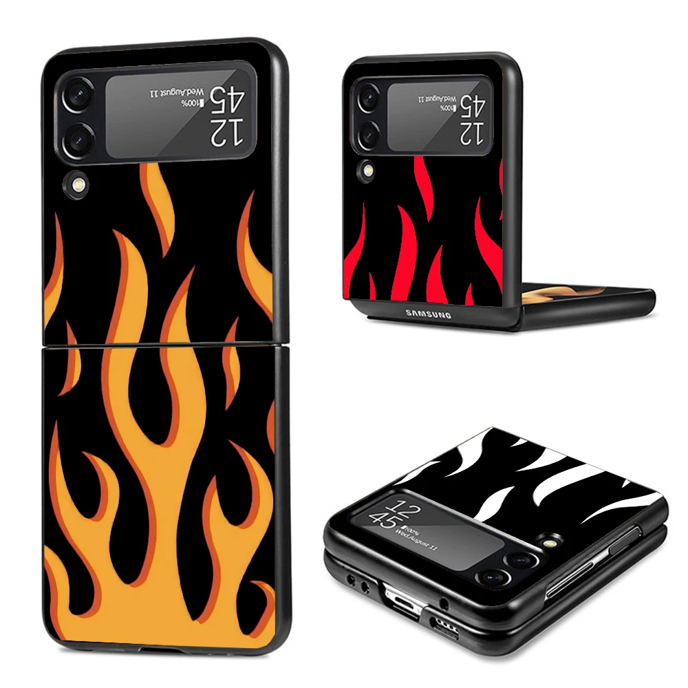 Cool Green Red Flame Fire Hard PC Back Phone Case for Samsung Galaxy ZFlip 6 5 Z Flip 4 ZFlip6 Z Flip6 5G ZFlip4 Flip3 Zflip5 Co