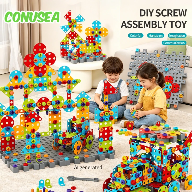 

DIY Screwing Blocks Assembling Match Tool Toys with Screwdriver Children Educational Assembled Blocks Sets Design Building Brick