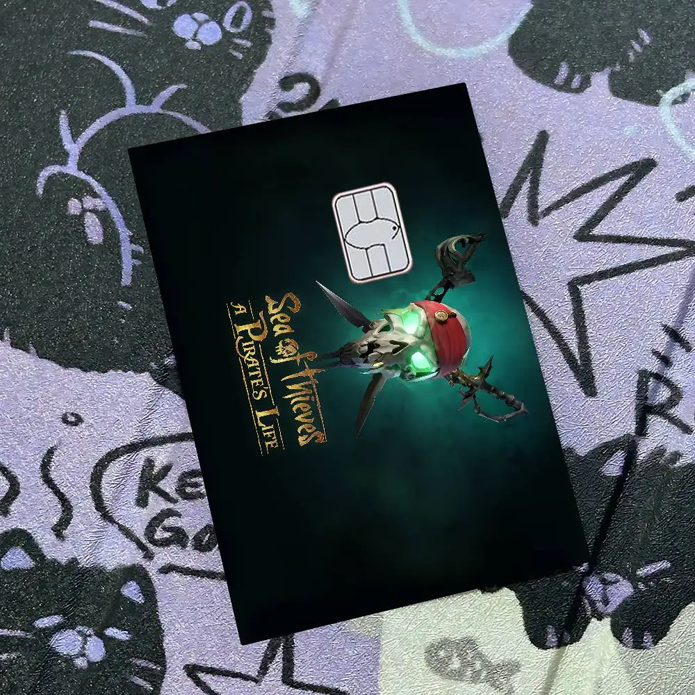 شريط لاصق من الجلد لشعار S-Sea Of T-Thieves لبطاقة الخصم الائتمانية البنكية وملصقات حماية بطاقة الائتمان الشخصية