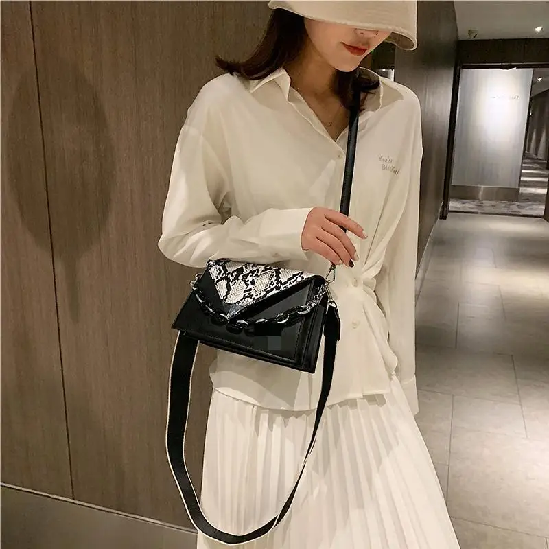 العصرية 2025 المرأة حقيبة ساعي الكورية التباين الألوان الأفعى نمط حقيبة كتف متوسطة متعددة الاستخدامات Crossbody مع فتحة الهاتف #2