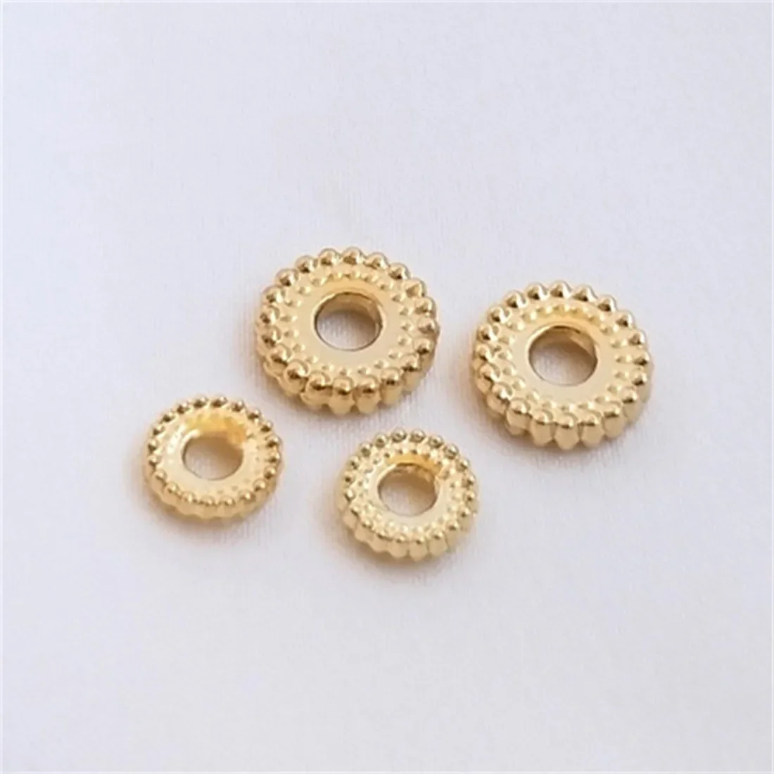 

2PCS 14K Gold-plated Round Wheel Bead Spacer, DIY Handmade Bracelet, Jewelry Materials, Twist-edged Accessories, C139