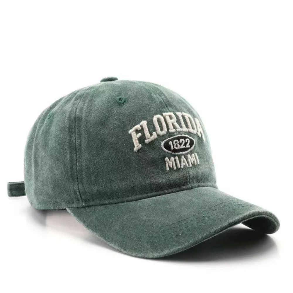FLORIDA Embroidery Baseball Caps Gothic Street Punk Adjustable Distressed Faded Cap Hip-hop Washed Baseball Hats