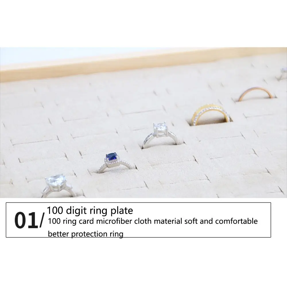 

Apricot Jewelry Display Tray Multiple Styles Microfiber Cloth Wooden Pendant Holder Space Saving Multi-purpose