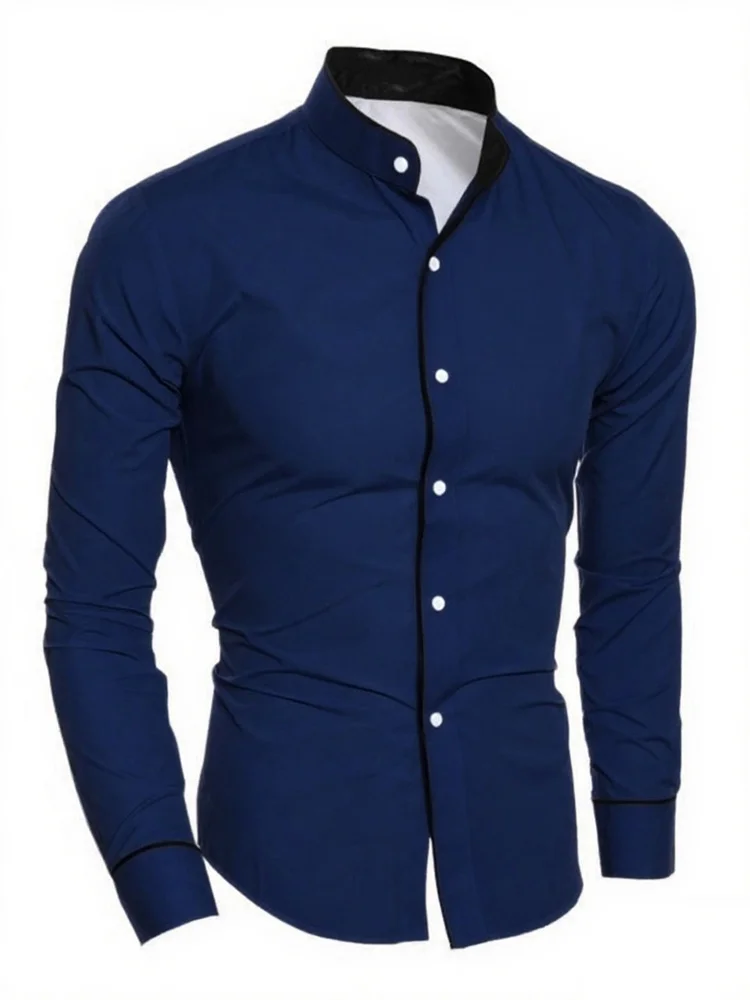 เสื้อเชิ้ตผู้ชาย เสื้อเชิ้ตแขนยาวสีขาวทรงเข้ารูป เสื้อผ้าบุรุษลําลองสําหรับธุรกิจ ผ้านุ่มคุณภาพสูง ไซส์ XS-6XL