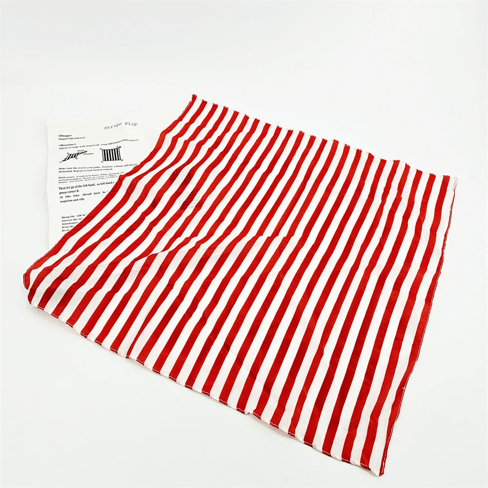 스트라이프 플립 빠른 변경 실크 매직 트릭 45*45cm 줄무늬 스카프 지팡이 닫기 무대 거리 매직 소품 액세서리 Illusions Gi