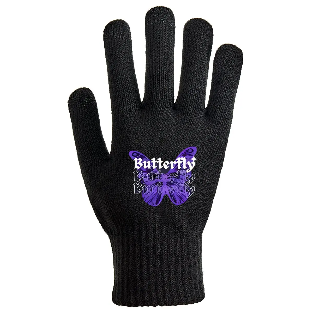 Lila Schmetterling Text Winter Outdoor Handschuhe Warm Anti-Rutsch