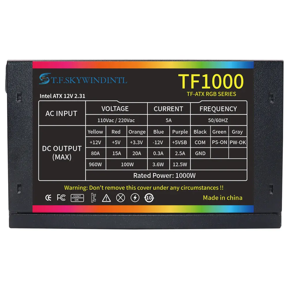 Imagem -02 - Fonte de Alimentação Atx Desktop Jogos Psu pc Silencioso Ventilador Rgb Rgb Interruptor de Controle 1000w 120 mm