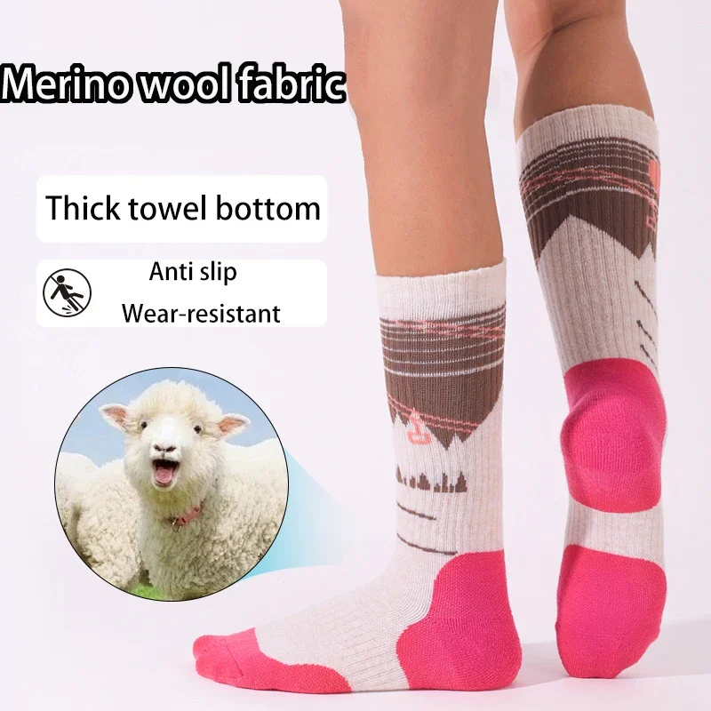 30% Merino Wool Hiking Socks Warm Thermal Socks for Women & Kids Autumn Winter Seamless for Skiing Hunting Fishing Outdoor Sport view 3