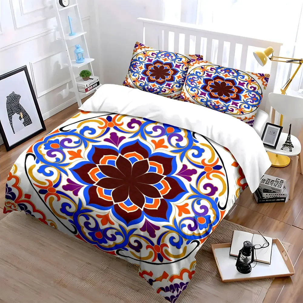 Colorful Mandala Pattern Decor Set Soft Comfortable Duvet Cover Bedding Set Included 1*Duvet Cover & 2*Pillowcases, gift