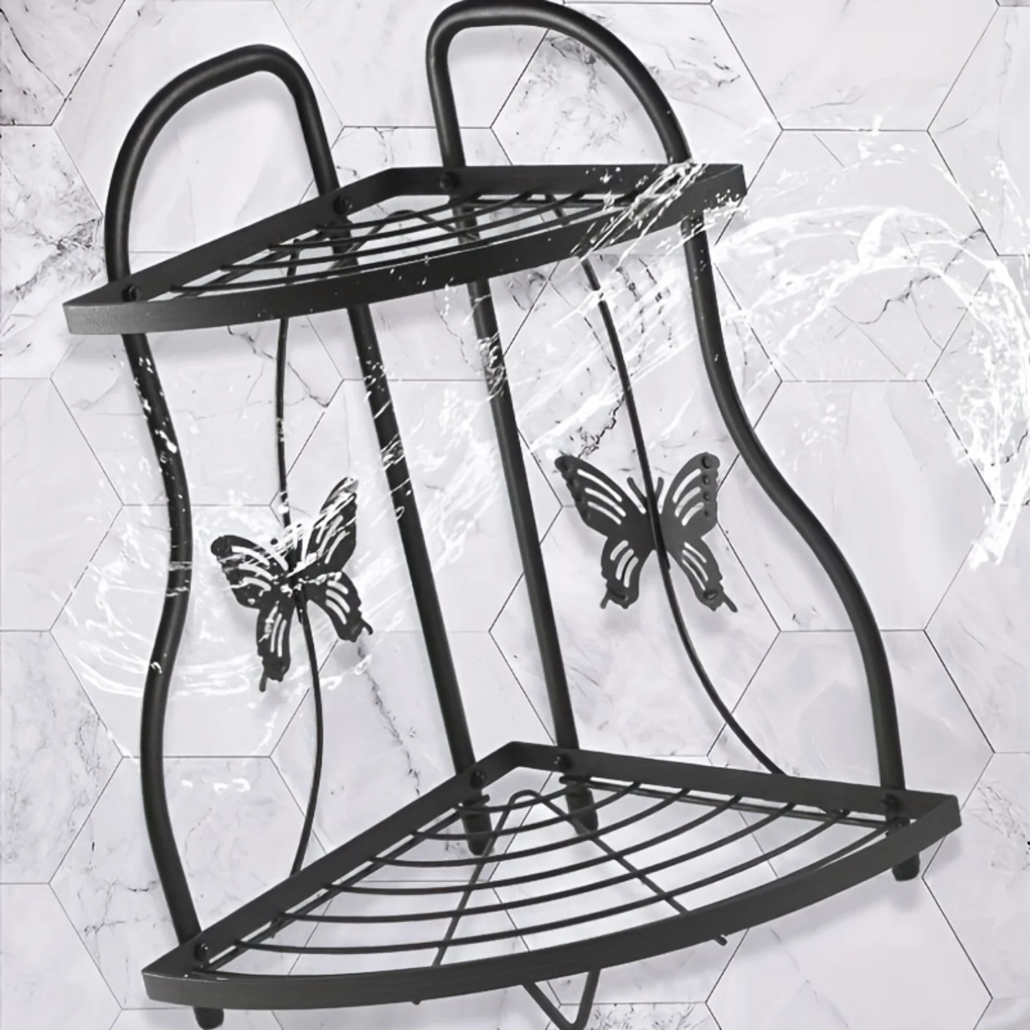 

1pc Metal Rack, Triangle Corner Shelf, Double-layer Rack, Countertop Organizer, Bathroom Accessories, Bathroom Decor, And O