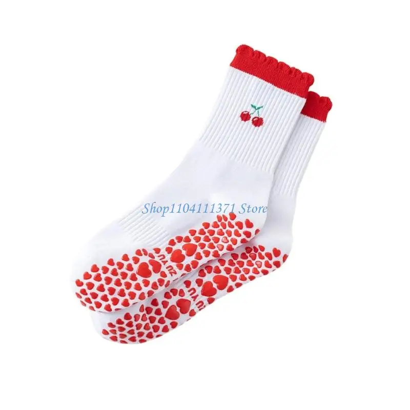 

P9FC Women Athletic Socks Slip Resistant Pilates Socks Breathable Cotton Socks for Workout Fitness Running Ballet Dance