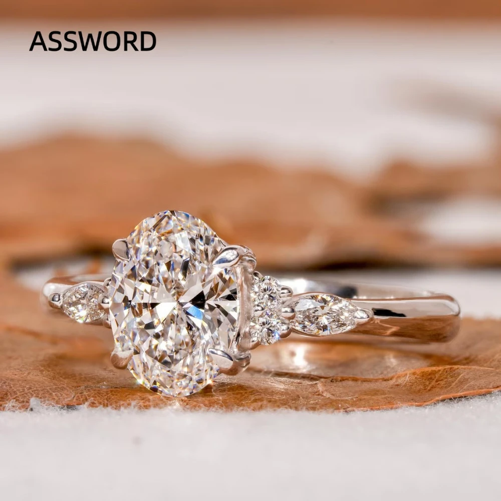 925 Sterling Silver Oval Cut Cubic Zirconia Engagement Ring for Women, Pear Accent Side Stone Promise Wedding Fine Jewelry Gift