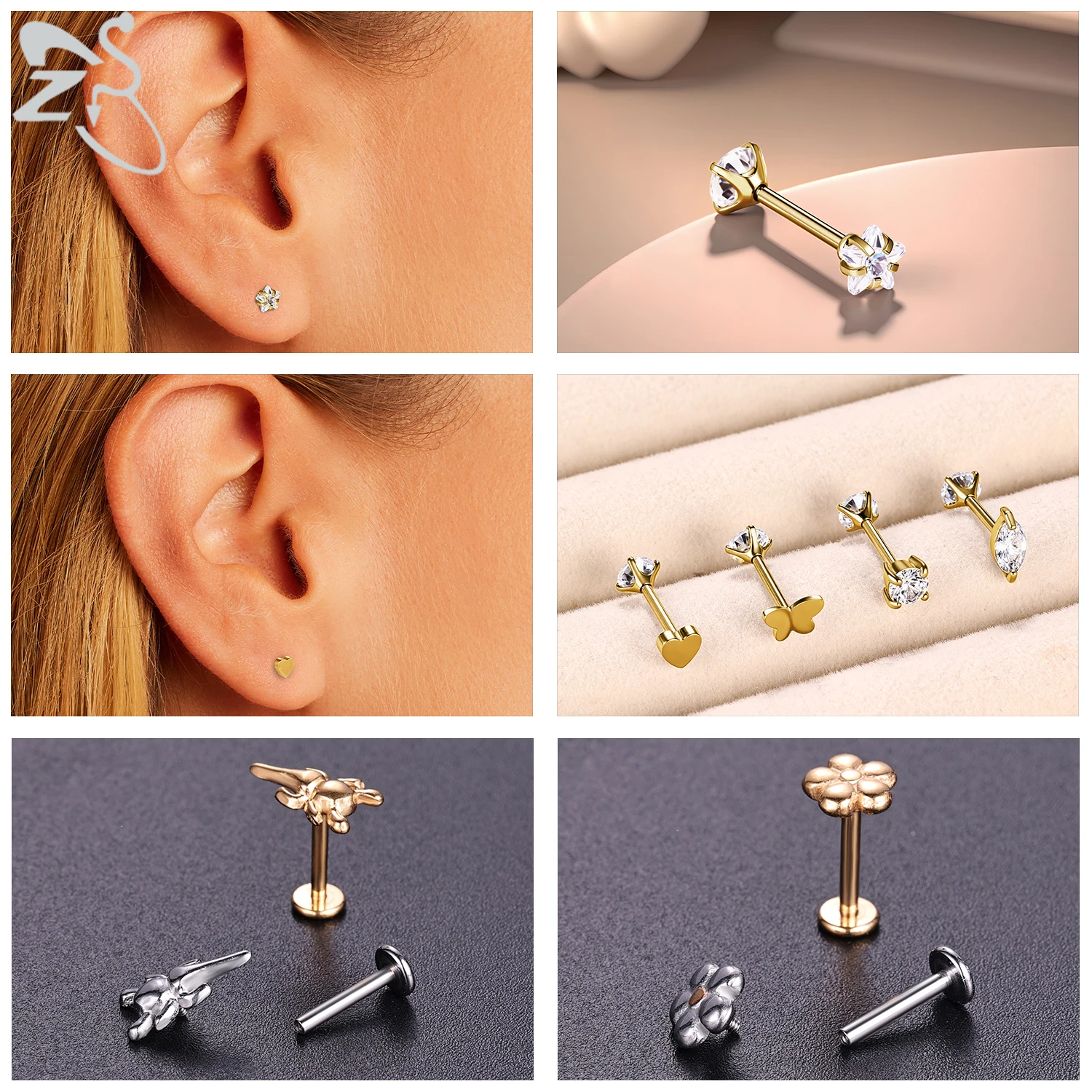 16G/18G Stainless Steel Labret Lip Ring Internal Thread