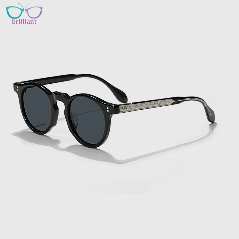 Retro Round Acetate Sunglasses for Women High-quality Fashion Designer Brand Car Driving Men Sun Glasses Travel Protection UV400