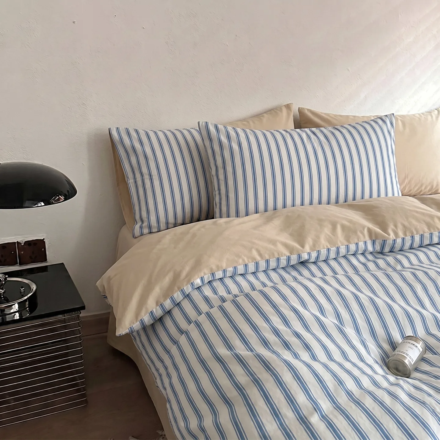 3/4PCS Bedding Set Blue Stripes Soft Comfortable Duvet Cover Set Sheet Set for Home Bedroom Deocr Birthday Gift Machine Washable