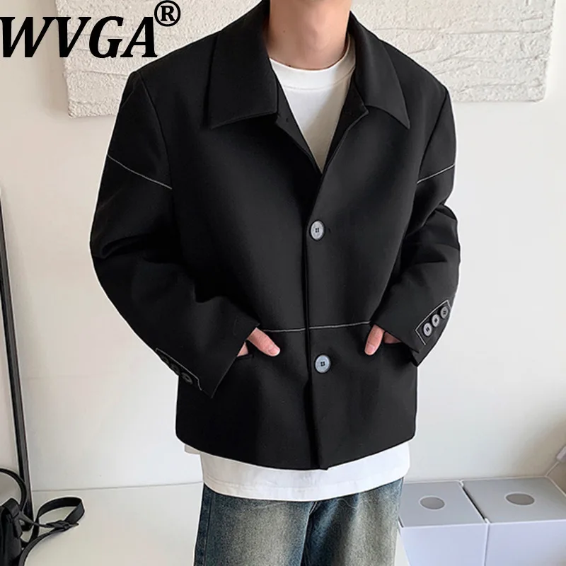 

WVGA Spring Autumn New Men Tide Korean Style Niche Short Suit Coats Turn-down Collar Trendy Design Chic Casual Blazer Ins W15923
