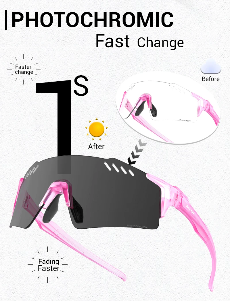 Scvcn photo chrome Sport Radsport Sonnenbrille für Männer Frauen Outdoor Running Drving Angel brille UV400 Schutz ultraleicht – Detail 3