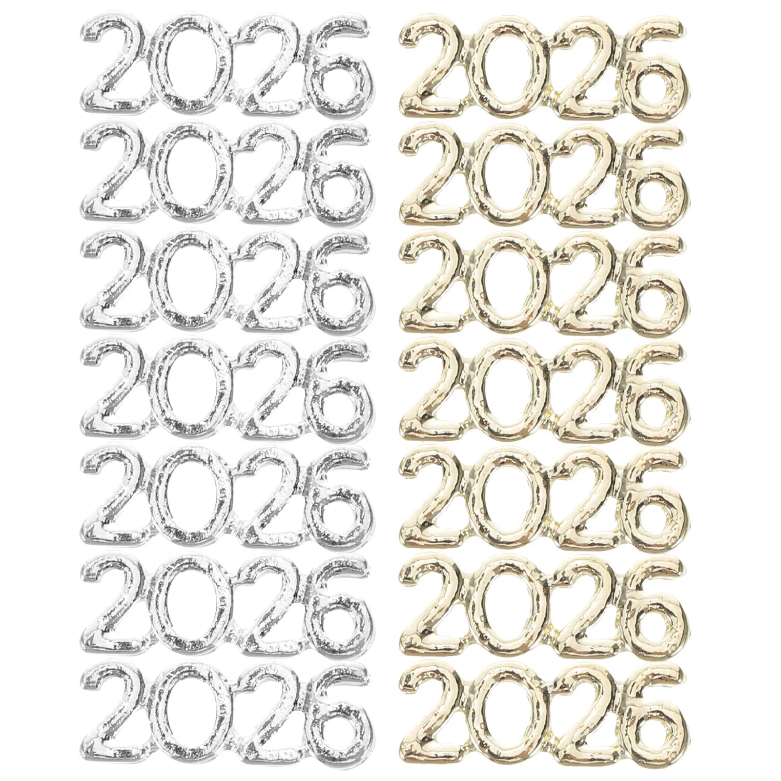 

100Pcs 2026 Nail Charms Silver Golden Flatback Manicure Decor Nail Art Accessories New Year Number Manicure Supplies