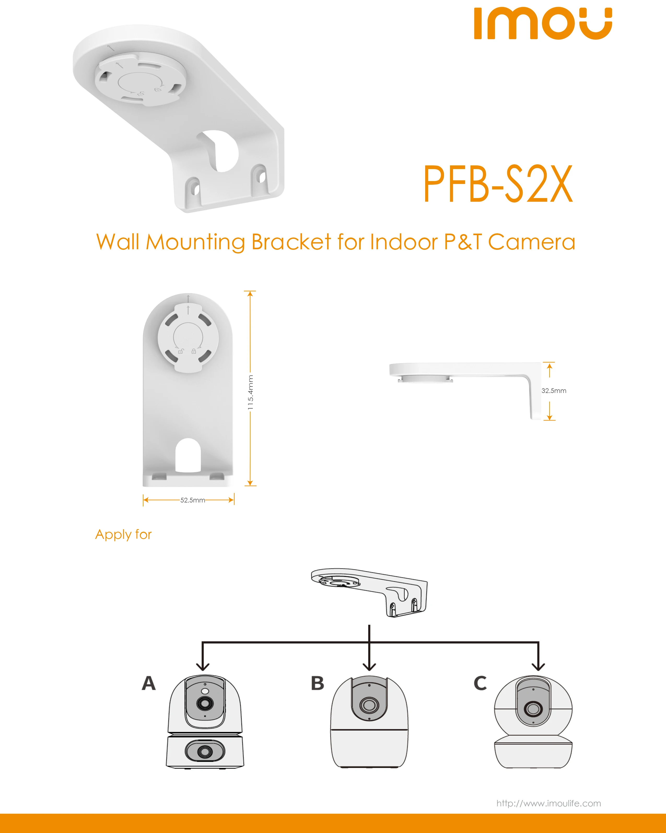 IMOU PFB-S2X Soporte de montaje en pared para cámara interior Ranger Serie Ranger Dual,Ranger 2C,Ranger RC,Ranger 2