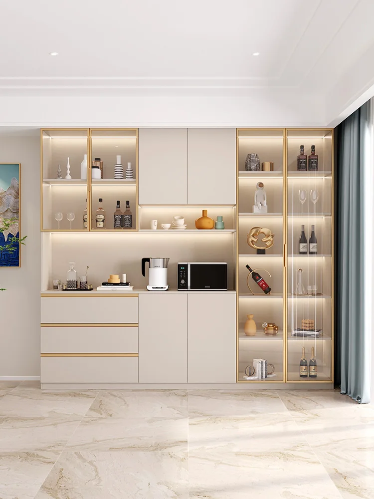 

Modern Minimalist Living Room Top Wine Solid Wood Cabinets Light Luxury Restaurant Storage Locker Coffee Cabinet