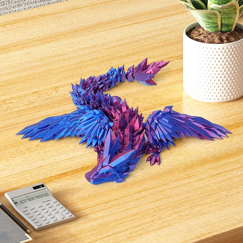 3D Printed Feilong Living Room Ornaments Multi-jointed Movable Dragon With Wings Tabletop Home Decoration