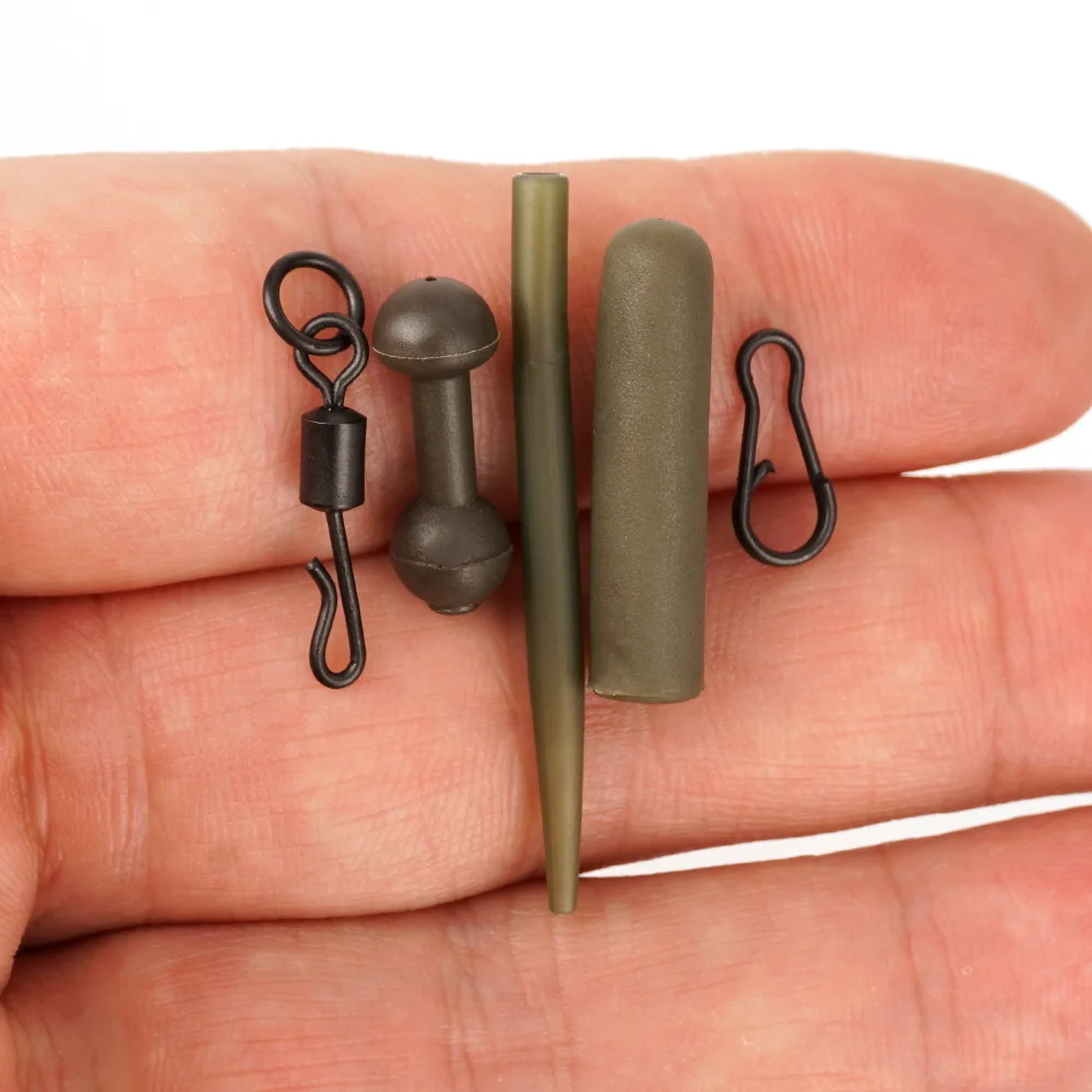 10 Sets Carp Fishing Rig Kit Fishing Swivel Snaps Fishing Helicopter Rig Hook Sleeve Fishing Accessories
