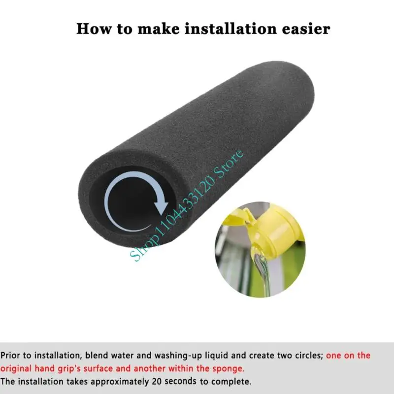 Slip-On Motorcycle Grip Covers 1 Pair, Black Soft Handlebar Sleeves for Cushioned Hand Contact, Daily Use Coverage and City