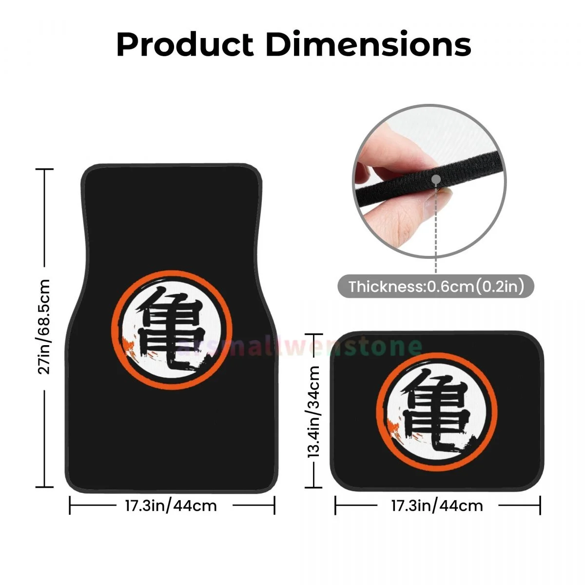 DBZ Kanji Car Floormat Wytrzymałe przednie tylne gumowe dywaniki podłogowe Dywan Ochrona podłogi Pasuje do większości pojazdów