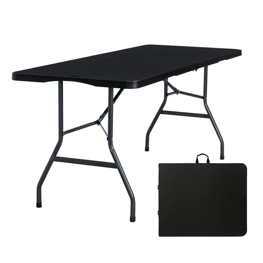 

Table 6ft Portable Heavy Duty Plastic FoldinHalf 6 Foot Foldable Table Utility Dining Indoor Outdoor with Carrying Handle for Ca