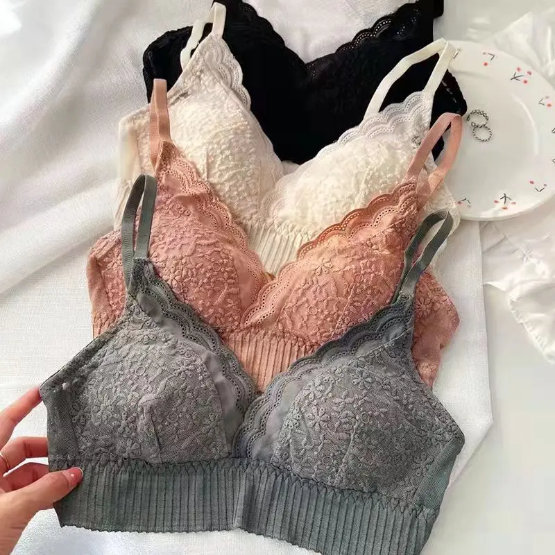Lace Floral Sexy Lingerie Adjustable Push Up Bras Comfortable Wireless Bralette Intimates Underwear Brassiere Women