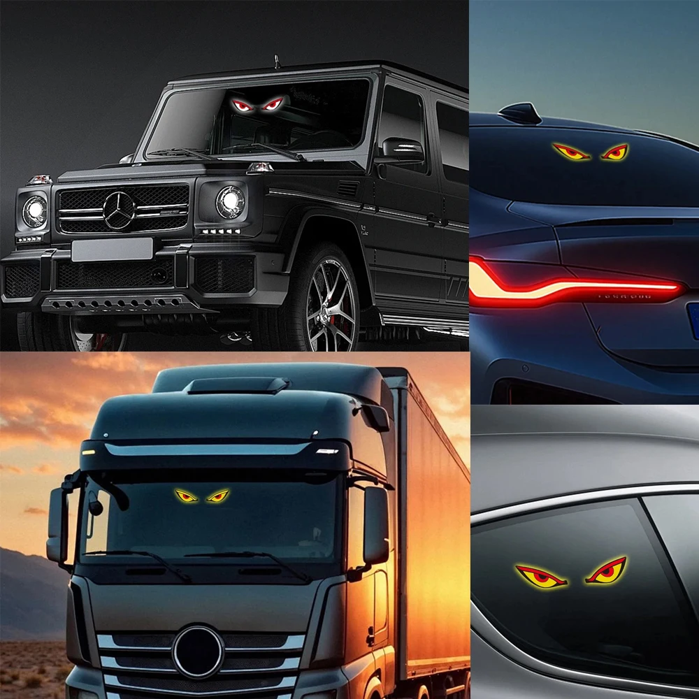 

1 шт. Солнечный зарядный автомобильный светодиодный фонарь на лобовое стекло «Дьявольские глаза», 12В, универсальный, динамический, мигающий, гибкий стробоскоп, сигнальная лампа