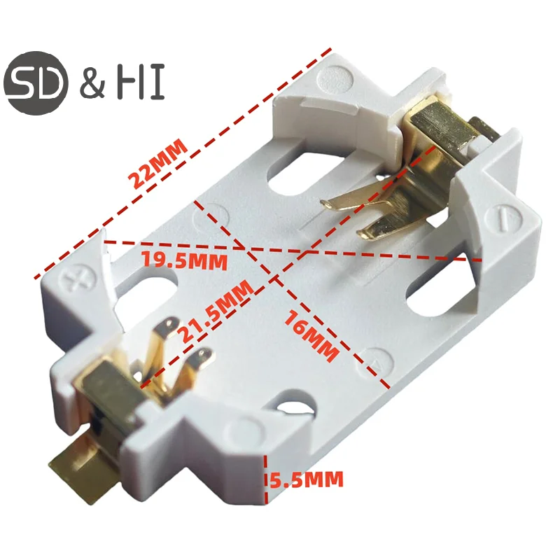 10Pcs DIY Accessories White Housing Gold-Plated Button Battery Holder For CR2032 SMD Socket Cases