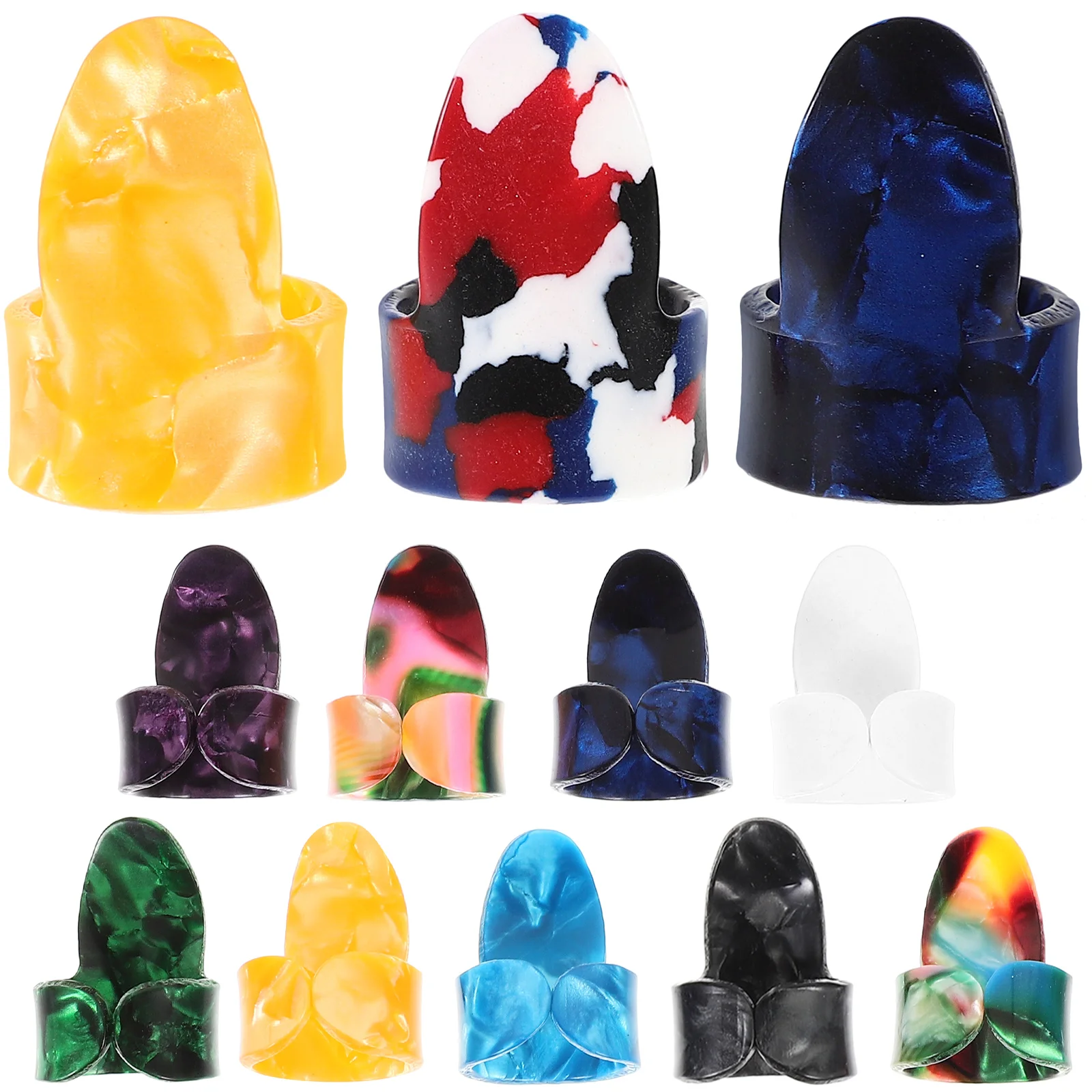 

12pcs Guitar Picks Colorful Thumb Finger Picks for Electric Acoustic Bass Ukulele Thick Nylon Protectors