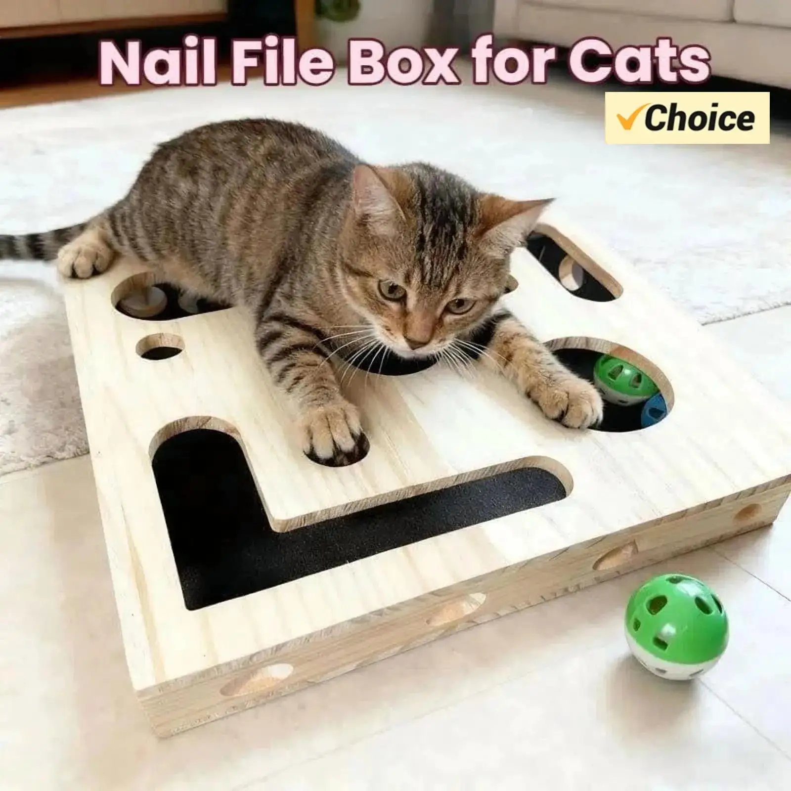 

Качественная коробка для пилочек для кошачьих ногтей с 3-мя колокольчиками и 1 наждачной бумагой внутри, подарок для кошек, коробка для обогащения кошачьих царапин