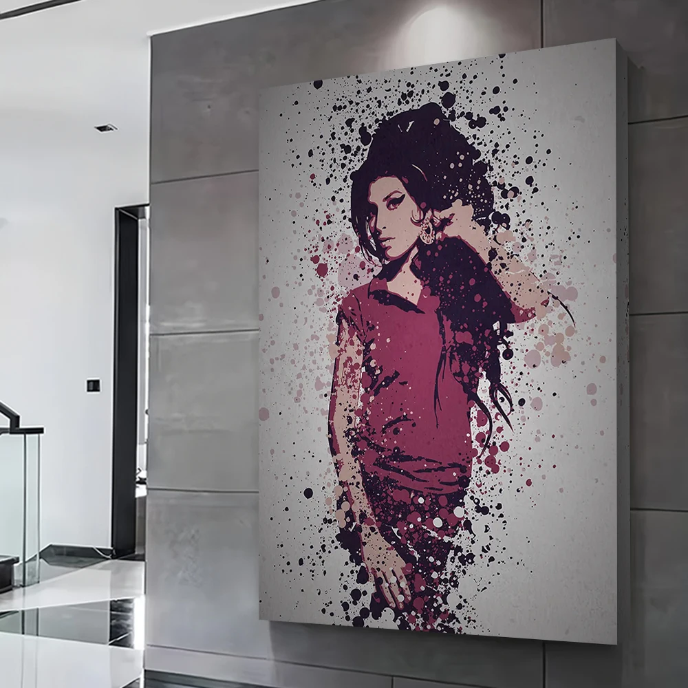 Cherry Wine' Music Legends Splatter Printed Poster Customizable Pictures Wall Art Canvas Painting for Bedroom Decoration Home
