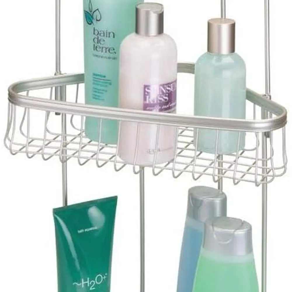 

Freestanding 3-Tier Metal Corner Shower Caddy - Satin Finish for Toiletries Storage