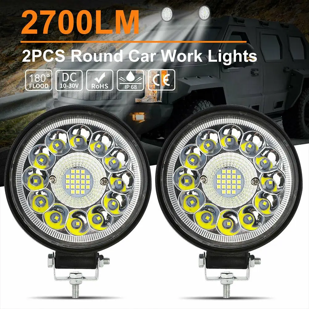 

2 Pcs 4.5-inch 99w Car Led Work Light 9v-36v Truck Headlight Round Spotlight Waterproof Lamp Modified Accessories