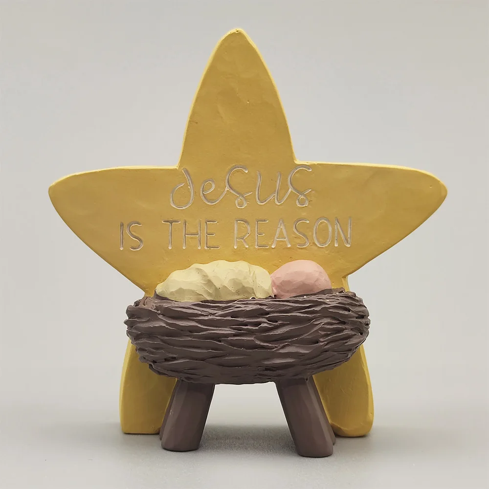 

Jesus Is The Reason Baby Christmas Manger Decoration Cute Gift Desk Decoration Crafts Parent-child Family Home Decor Decoration